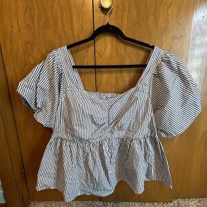 Old Navy Blue and White Striped Crop Top